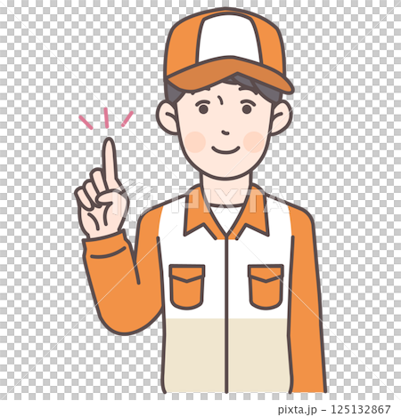 指差しするガソリンスタンド男性店員 125132867