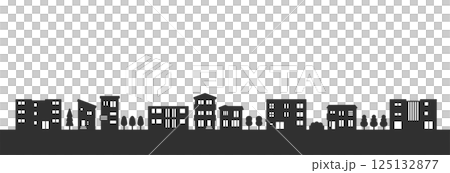 住宅地・街並みのシルエットイラスト 125132877