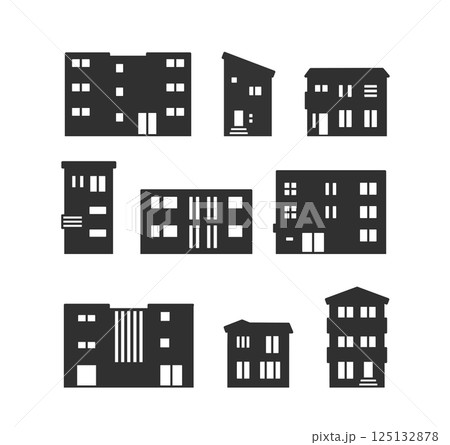 住宅地・街並みのシルエットアイコン 125132878