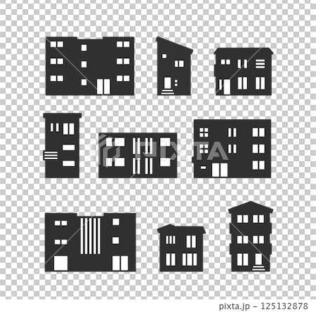 住宅地・街並みのシルエットアイコン 125132878