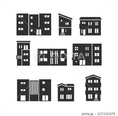 住宅地・街並みのシルエットアイコン 125132879