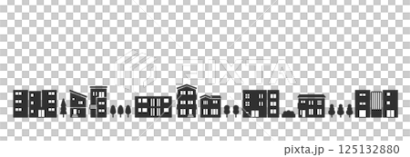 Residential area and cityscape silhouette illustration 125132880