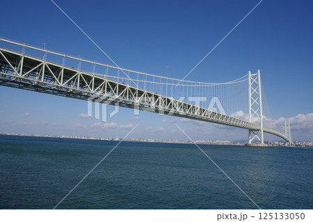 道の駅あわじから見上げる明石海峡大橋 125133050