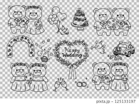 快樂熊婚禮（線描） 125133197