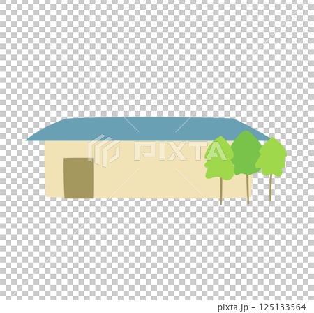 Illustration of a one-story house Illustration of a one-story house 125133564