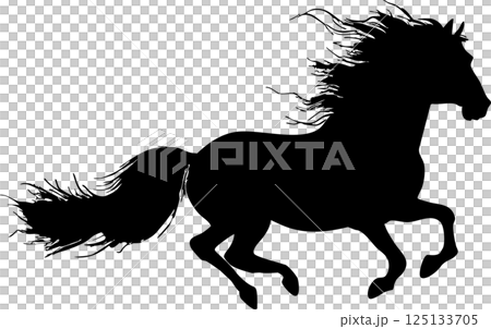 年賀2026　年賀状2026　馬　午　干支　墨絵　水墨画　和風　シルエット　デザイン　イラスト素材 125133705