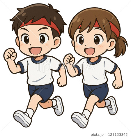 体操着の男の子と女の子 125133845