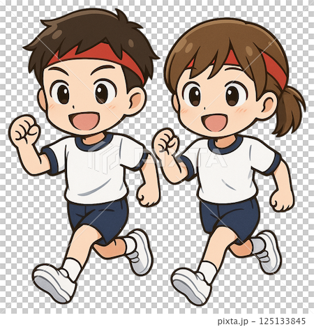 Boys and girls in gym clothes Boys and girls in gym clothes 125133845