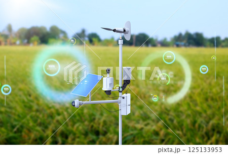 Agriculture technology with weather station with digital graphic interface Agriculture technology with weather station with digital graphic interface 125133953