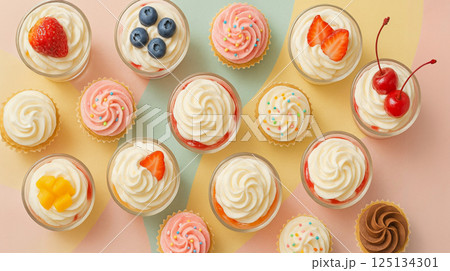 色とりどりのカップケーキ 125134301