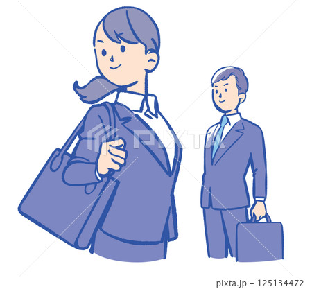 スーツ姿の若い男女 125134472