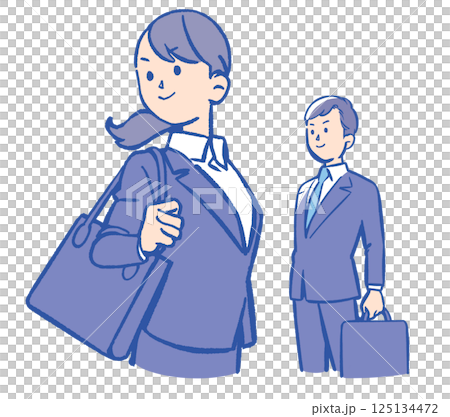 スーツ姿の若い男女 125134472