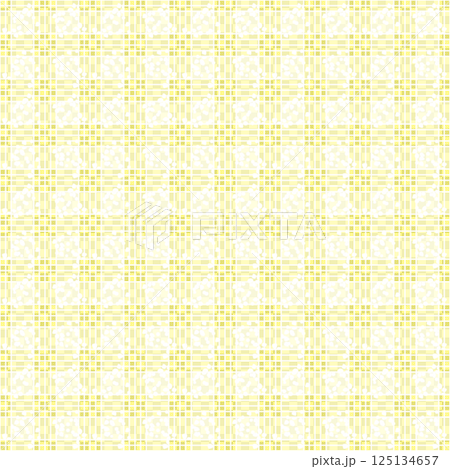 レモンスカッシュなチェック柄レースのパターン背景素材 スウォッチ対応 125134657