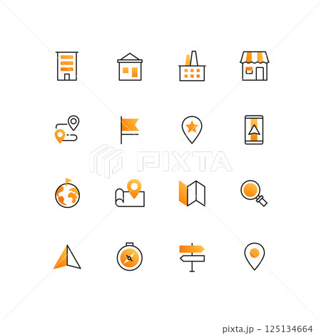 Business and location - line design style icons set Business and location - line design style icons set 125134664