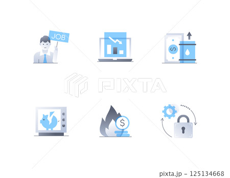 Financial difficulties and unemployment - flat design style icons set 125134668