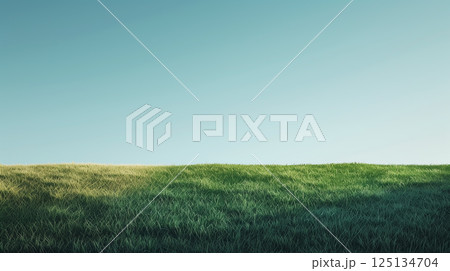 空と土手のシンプルなコピースペースのある背景　AI生成画像 125134704