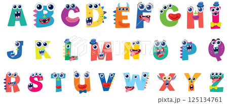 Colorful Monster Alphabet Vector Illustration Colorful Monster Alphabet Vector Illustration 125134761