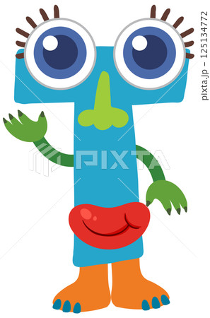 Colorful Monster Character with Big Eyes 125134772