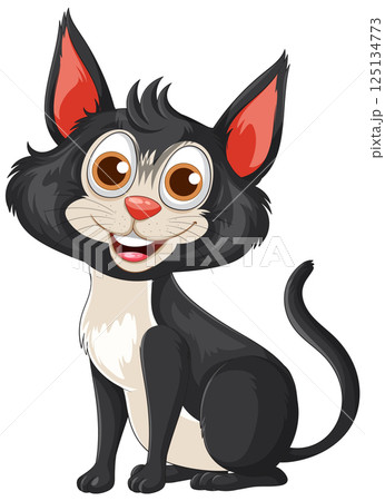 Playful Cartoon Cat with Big Eyes Playful Cartoon Cat with Big Eyes 125134773