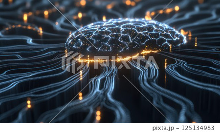 Abstract digital brain neural network. Abstract digital brain neural network. 125134983