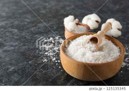 Sea salt, concept of relax, spa and self care Sea salt, concept of relax, spa and self care 125135345