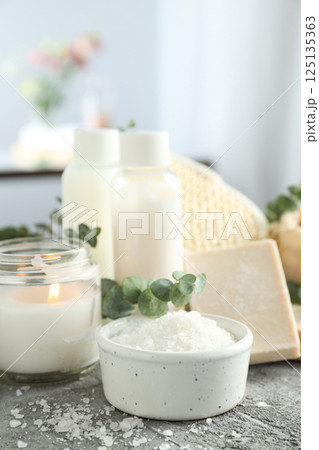 Sea salt, concept of spa and self care Sea salt, concept of spa and self care 125135363
