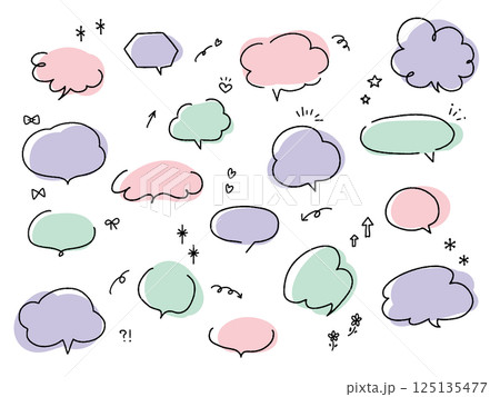 シンプルな手描きの吹き出しセット 125135477