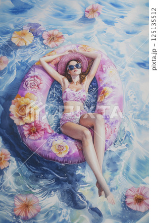 Summer vacation sea rest concept, Generative AI 125135512