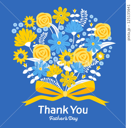 父の日の黄色いバラとひまわりの花束・ブーケ手書きイラスト:広告バナー背景などに最適 父の日の黄色いバラとひまわりの花束・ブーケ手書きイラスト:広告バナー背景などに最適 125135641