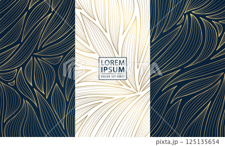 Vector set of gold line leaves, floral luxury royal design, wedding frames, perfume, wine labels. Vintage nature jewelry, soap, beauty product package. Vector set of gold line leaves, floral luxury royal design, wedding frames, perfume, wine labels. Vintage nature jewelry, soap, beauty product package. 125135654