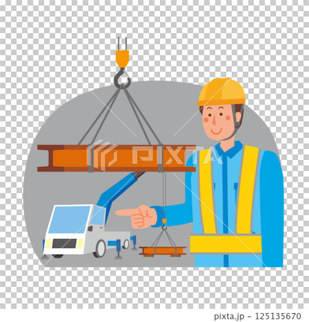 一名男子正在進行吊索工作 一名男子正在進行吊索工作 125135670