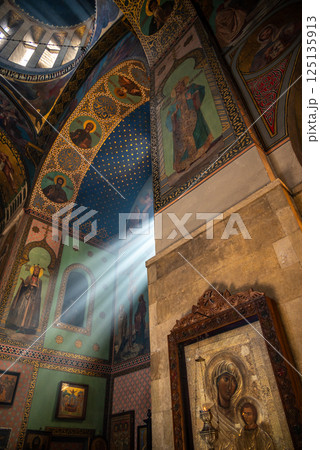 Interior of the Sioni Cathedral of the Dormition, Georgian Orthodox cathedral in historic Old Town of Tbilisi, Georgia 125135913