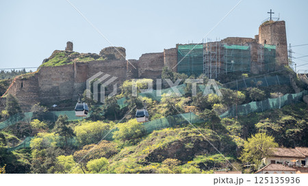 Ancient Narikala fortress overlooking Old town of Tbilisi, the capital of Georgia 125135936