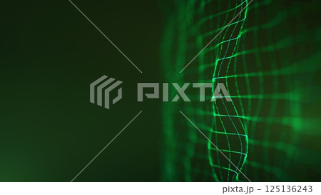 Green background with abstract energy future light creating a futuristic concept of tech and blue pattern. Featuring graphic science  effects and digital textures. 125136243