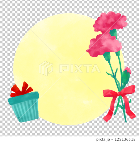 水彩の円にカーネションの母の日背景素材 水彩の円にカーネションの母の日背景素材 125136518