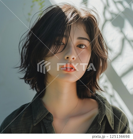 若い日本人のヘアモデルの女性 125136698