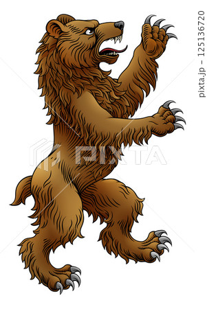 Heraldic Coat of Arms Crest Rearing Heraldry Bear 125136720