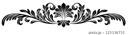 Filigree Crest Heraldic Floral Pattern Motif 125136731