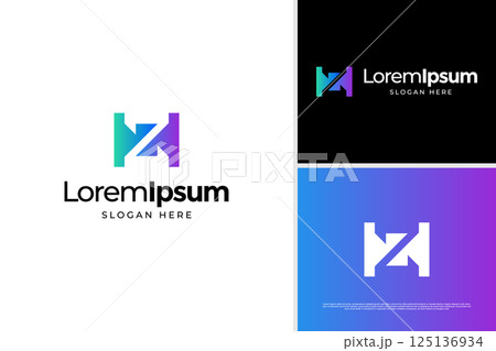 Colorful Letter Z Geometric shape with negative space style logo vector design template 125136934