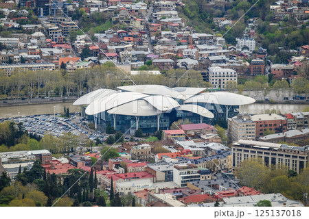 Cityscape of Tbilisi, capital of Georgia, aerial panoramic view from Mtatsminda Park Cityscape of Tbilisi, capital of Georgia, aerial panoramic view from Mtatsminda Park 125137018
