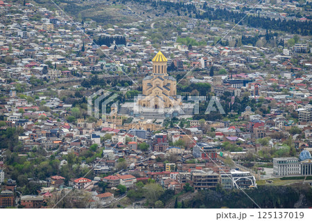 Cityscape of Tbilisi, capital of Georgia, aerial panoramic view from Mtatsminda Park Cityscape of Tbilisi, capital of Georgia, aerial panoramic view from Mtatsminda Park 125137019