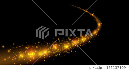 A Glittering Golden Trail on a Dark Black Background Creates a Stunning Visual Impact 125137109