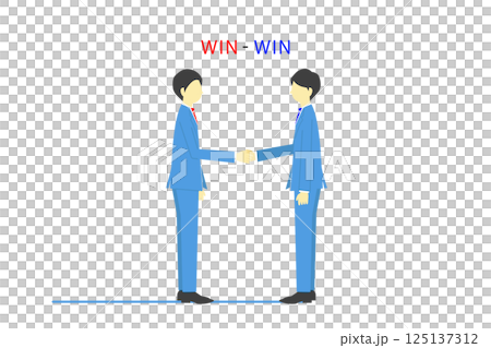 Illustration of businessmen shaking hands in a win-win relationship Illustration of businessmen shaking hands in a win-win relationship 125137312
