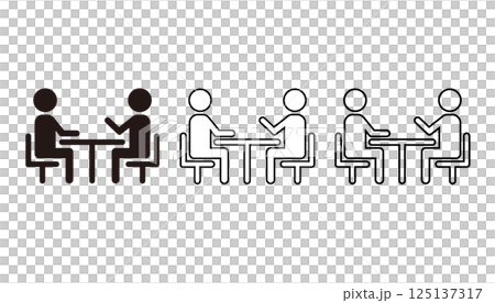 Pictogram of two people having a meeting or consultation 125137317