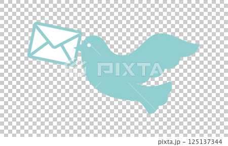 A simple icon of a carrier pigeon delivering a letter 125137344