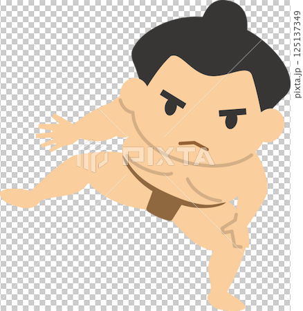 Illustration of a sumo wrestler doing sumo squats 125137349