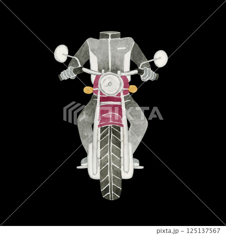 首無しライダー　都市伝説 怪異 怪談 日本　水彩 イラスト 125137567