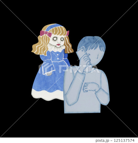 メリーさんの電話 都市伝説 怪異 怪談 日本 水彩 イラスト メリーさんの電話 都市伝説 怪異 怪談 日本 水彩 イラスト 125137574