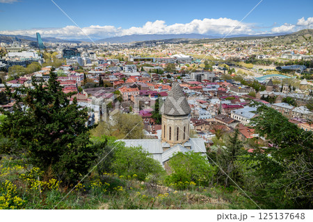 Cityscape aerial panoramic view of Tbilisi, capital of Georgia Cityscape aerial panoramic view of Tbilisi, capital of Georgia 125137648
