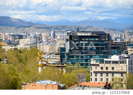 Cityscape aerial panoramic view of Tbilisi, capital of Georgia 125137668
